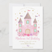 Pastel Princess Castle Butterfly Flower Birthday Kaart (Voorkant)