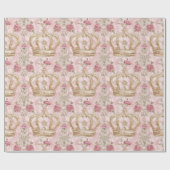 Pastel Princess Crowns Damask Pearls Cadeaupapier (Vlak)
