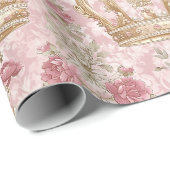 Pastel Princess Crowns Damask Pearls Cadeaupapier (Rol Hoek)