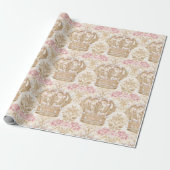 Pastel Princess Crowns Damask Pearls Cadeaupapier (Uitgerold)