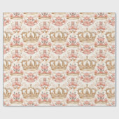 Pastel Princess Crowns Damask Pearls Cadeaupapier (Vlak)