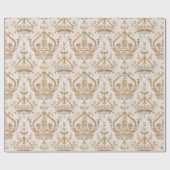 Pastel Princess Crowns Damask Pearls Cadeaupapier (Vlak)