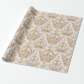 Pastel Princess Crowns Damask Pearls Cadeaupapier (Uitgerold)