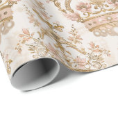Pastel Princess Crowns Damask Pearls Cadeaupapier (Rol Hoek)