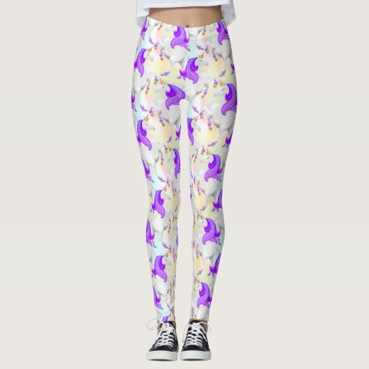  Pastel Princess Eenhoorn met Golden Shoes Leggings (Voorkant)