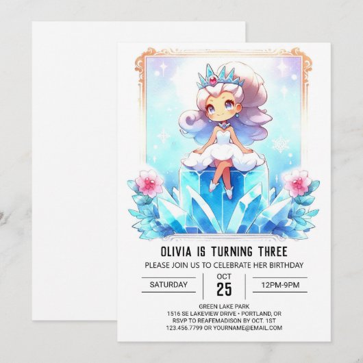 Pastel Princess Verjaardag Kaart (Voorkant / Achterkant)