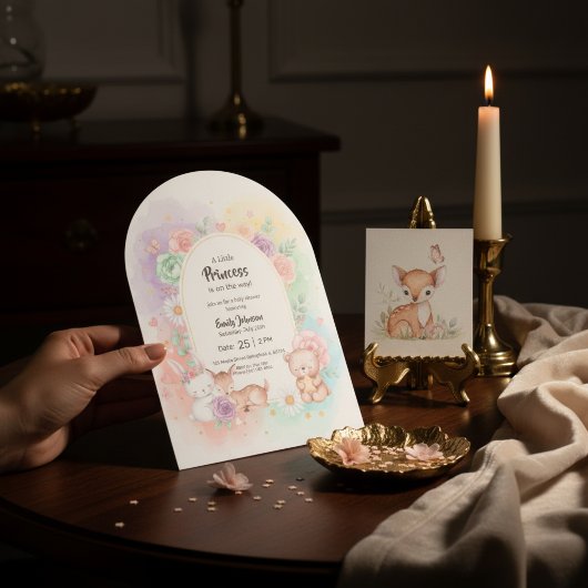 Pastel Prinses Bos Baby Shower Kaart