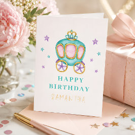 Pastel Prinses Carriage Verjaardag Kaart