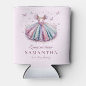 Pastel prinses jurk voor een 1e verjaardag blikjeskoeler (Voorkant)