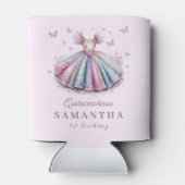 Pastel prinses jurk voor een 1e verjaardag blikjeskoeler (Achterkant)