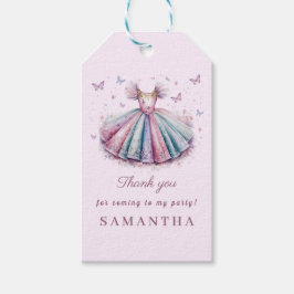 Pastel prinses jurk voor een 1e verjaardag cadeaulabel