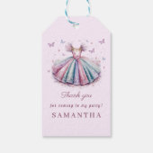 Pastel prinses jurk voor een 1e verjaardag cadeaulabel (Achterkant)