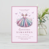 Pastel prinses jurk voor een 1e verjaardag kaart (Staand voorkant)