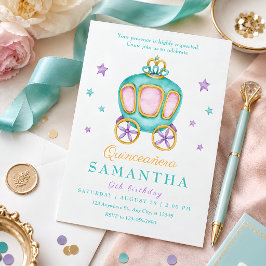 Pastel Prinsessen Koets Verjaardagsfeest voor Meis Kaart