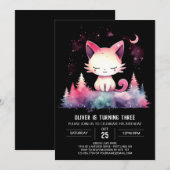 Pastel Printable Cat Birthday Kaart (Voorkant / Achterkant)
