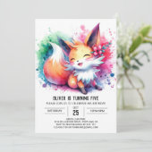 Pastel Printable Fox Verjaardag Kaart (Staand voorkant)