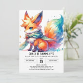 Pastel Printable Fox Verjaardag Kaart (Staand voorkant)