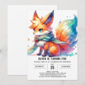 Pastel Printable Fox Verjaardag Kaart (Voorkant / Achterkant)