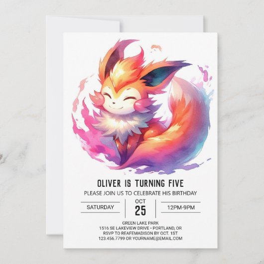 Pastel Printable Fox Verjaardag Kaart (Voorkant)