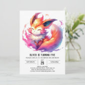 Pastel Printable Fox Verjaardag Kaart (Staand voorkant)