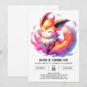 Pastel Printable Fox Verjaardag Kaart (Voorkant / Achterkant)