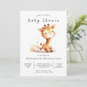 Pastel Printable Giraffe Baby shower Kaart (Staand voorkant)