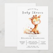 Pastel Printable Giraffe Baby shower Kaart (Voorkant / Achterkant)