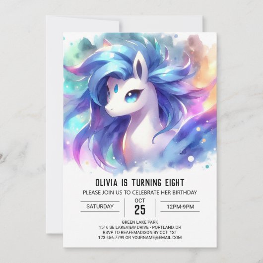 Pastel Printable Horse Verjaardag Kaart (Voorkant)