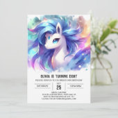 Pastel Printable Horse Verjaardag Kaart (Staand voorkant)