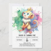 Pastel Printable Monkey Birthday Kaart (Voorkant)