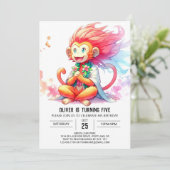 Pastel Printable Monkey Birthday Kaart (Staand voorkant)