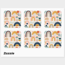 Pastel Prisma Boog Abstract Oppervlak Patroon Vel Vierkante Sticker