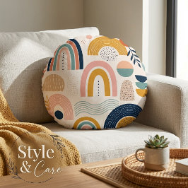 Pastel Prisma Boog Abstract Oppervlaktestructuur Rond Kussen