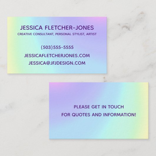 Pastel Prismatic Rainbow Ombre Visitekaartje (Voorkant / Achterkant)