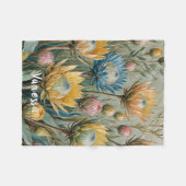 Pastel Protea Droom: Elegante Bloemen Fleece Deken (Voorkant (Horizontaal))