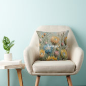 Pastel Protea Droom: Elegante Bloemen Kussen (Stoel)