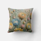 Pastel Protea Droom: Elegante Bloemen Kussen (Achterkant)