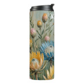 Pastel Protea Droom: Elegante Bloemen Thermosbeker (Gedraaid links)