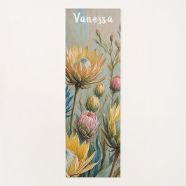 Pastel Protea Droom: Elegante Bloemen Yogamat