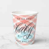 Pastel Pset Baby shower Gender onthulling Papieren Bekers (Achterkant)