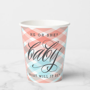 Pastel Pset Baby shower Gender onthulling Papieren Bekers