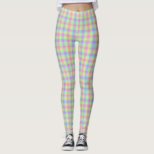 Pastel Pset Yellow Blue Pink Green Paars Leggings (Voorkant)