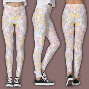 Pastel Psychdelisch Patroon Groovy Vloeibare Mar Leggings