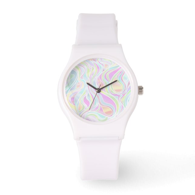Pastel Psychedelic Glas in lood Abstract Horloge (Voorkant)