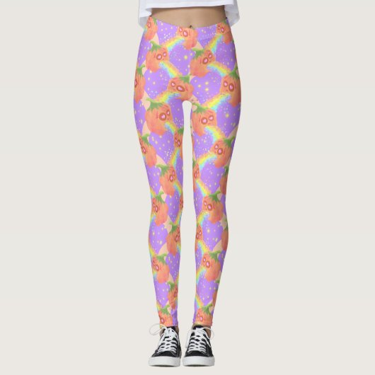 Pastel Puking Pumpkins lila Leggings (Voorkant)