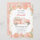 Pastel Pumpkin 1e verjaardag Uitnodiging voor meis (Voorkant / Achterkant)