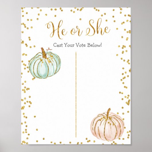 Pastel Pumpkin Gender onthullen Poster stembord (Voorkant)