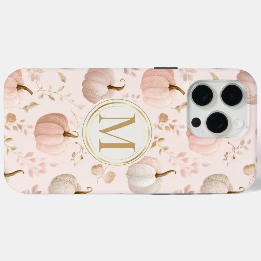 Pastel Pumpkin Monogram – Gepersonaliseerd Initiaa Case-Mate iPhone Case (Achterkant (horizontaal))