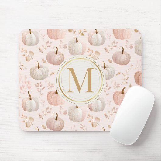 Pastel Pumpkin Monogram – Gepersonaliseerd Initiaa Muismat (Met muis)