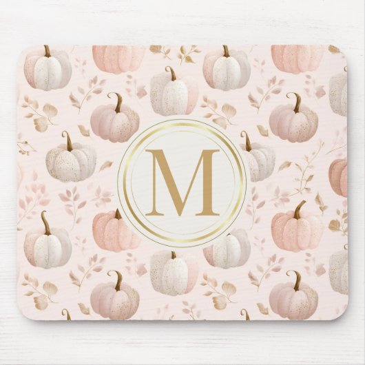Pastel Pumpkin Monogram – Gepersonaliseerd Initiaa Muismat (Voorkant)